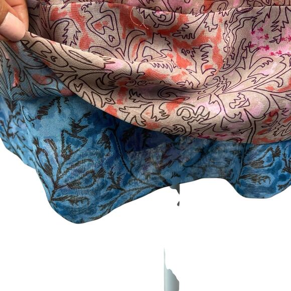 Diane Von Furstenburg Silk Blue Pink Peelo Blouse Size 4 Sheer Chiffon - Picture 6 of 16